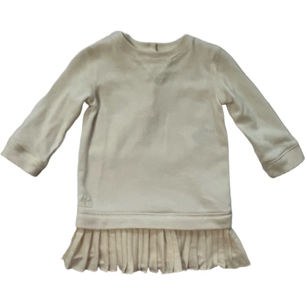 Ralph Lauren Polo cream colored sweatshirt pleated skirt dress.  Size 9 months